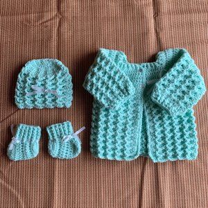 Crocheted Newborn Baby Clothes (Blue 1)
